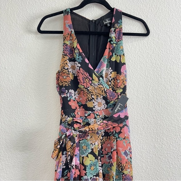 LULU'S Sweetest Romance Black Multi Floral Print Wide Leg Jumpsuit Size XS - Picture 10 of 12